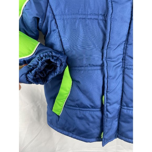 BOYS Size 5 iXtreme Hooded Winter Jacket, Blue/Neon Green - Picture 7 of 7
